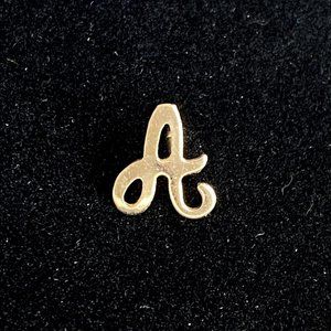 Capital A Letter Pin Initial Monogram Gold Tone Pinback For Lapel Hat Lanyard